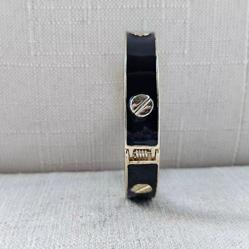 Fashion Bracelet Black/Gold Tone Wrist Band Fashion Jewelry Size 7 in - Picture 5 of 10